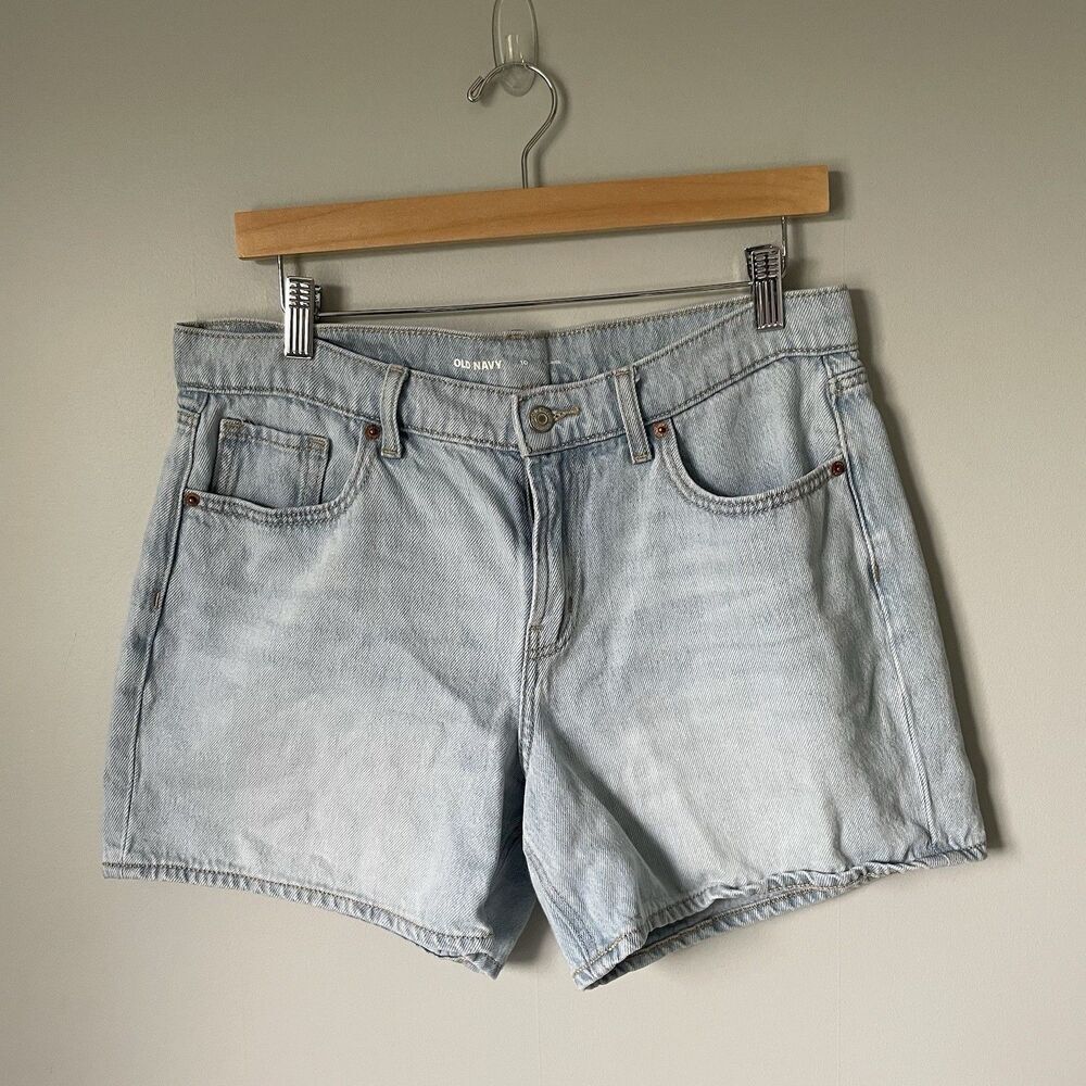Old Navy Mid-Rise Denim Shorts Cotton Blend Light Blue 4.5" Inseam Size 10